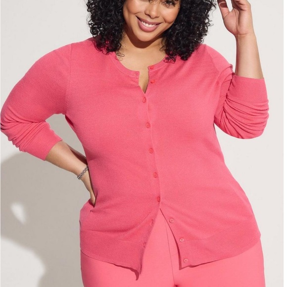 Torrid Women’s 5X Cardigan Everyday Soft Crew Sweater Coral 28 - Picture 1 of 2